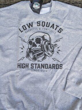 Barbells And Ponytails "Heavy Metal" Crew Neck Sweatshirt Sz M NEW